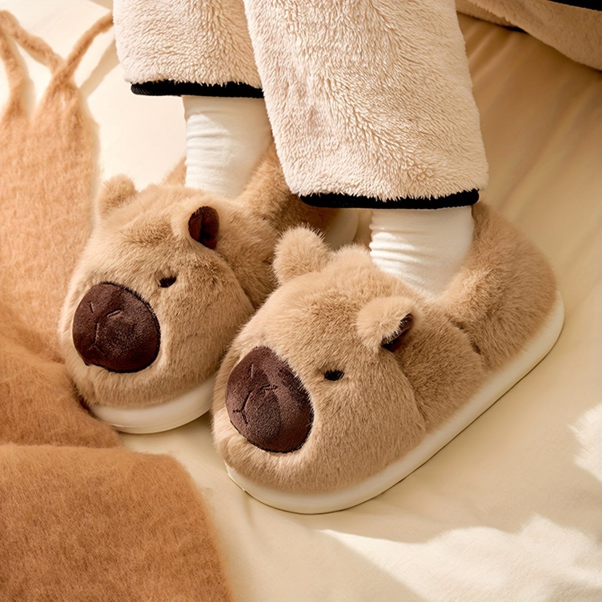 WARMWHISK – Cozy Capybara Plush Indoor Slippers with Secure Non-Slip Sole 4