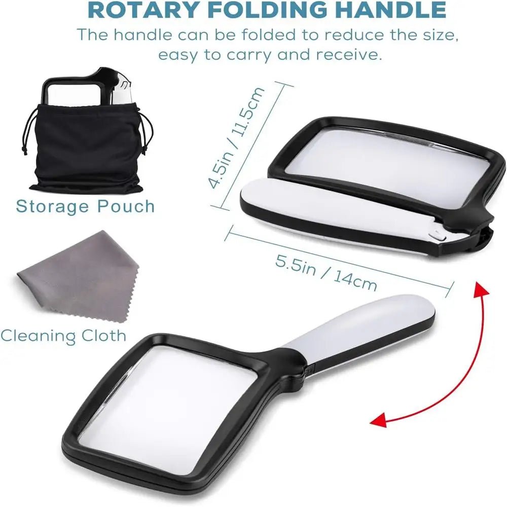 Handheld Magnifying Glass - 3X Magnifier with 5 LED Lights for Clear Viewing 5