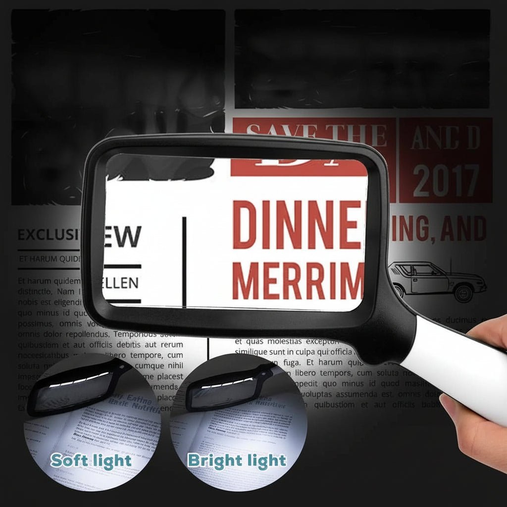 Handheld Magnifying Glass - 3X Magnifier with 5 LED Lights for Clear Viewing 3