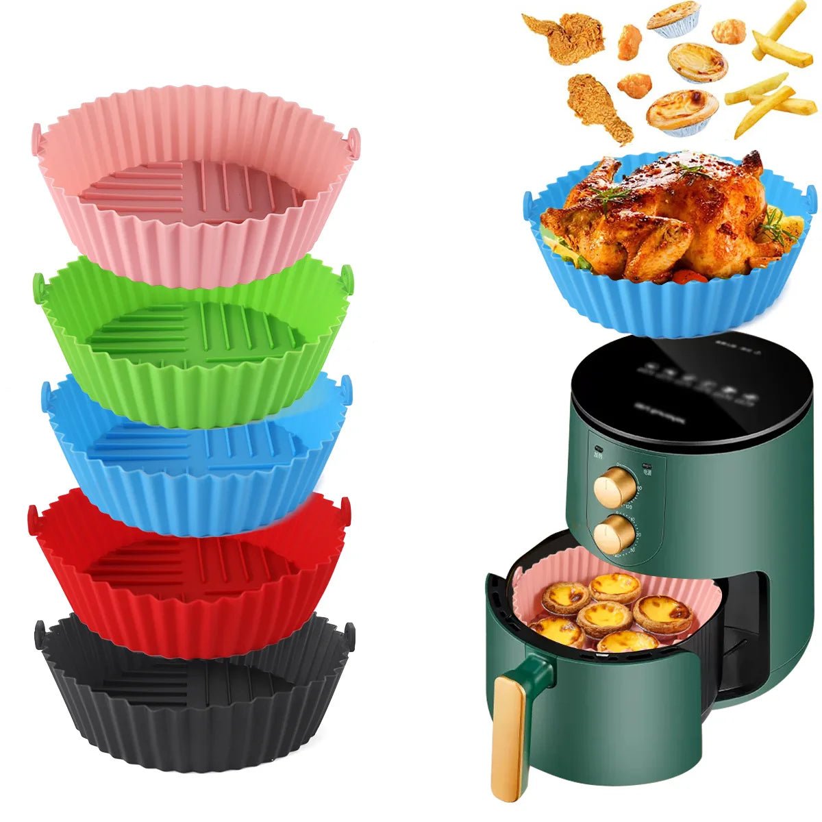 FOLDICOOK – Teglia Pieghevole in Silicone per Friggitrice ad Aria con Resistenza ad Alte Temperature