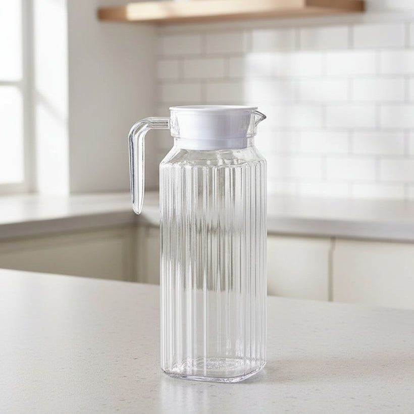 PUREPOUR – 1.1L Plastic Juice Pitcher with Easy-Grip Handle, Durable & Dishwasher Safe 0