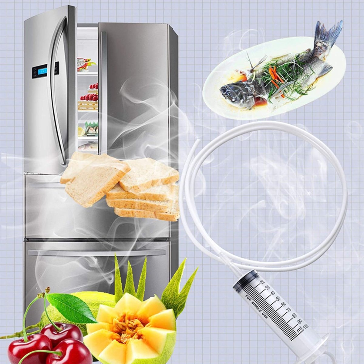 Refrigerator Drainage Hole Cleaner Kit with Suction Sprayer for Freshness and Leak Prevention – PVC Material, Easy to Use-4