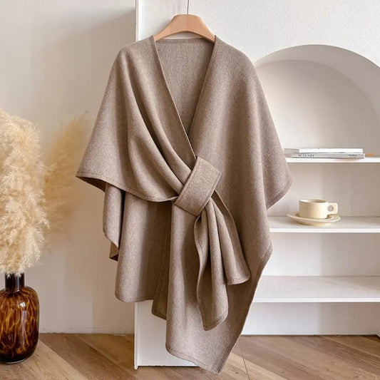 Elegant Winter Coats for Women - Windproof Shawl Coat, Cozy Layering Piece 0