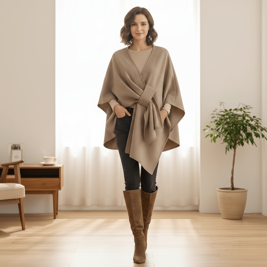 Cappotto scialle FROSTVEIL – Strato protettivo chic con elegante drappeggio