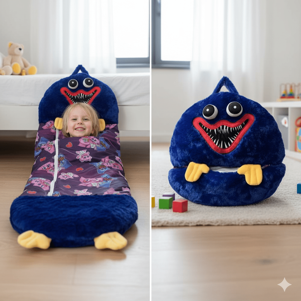 FUNSNUGS – Peluche avec sac de couchage intégré pour jouer, se reposer et dormir