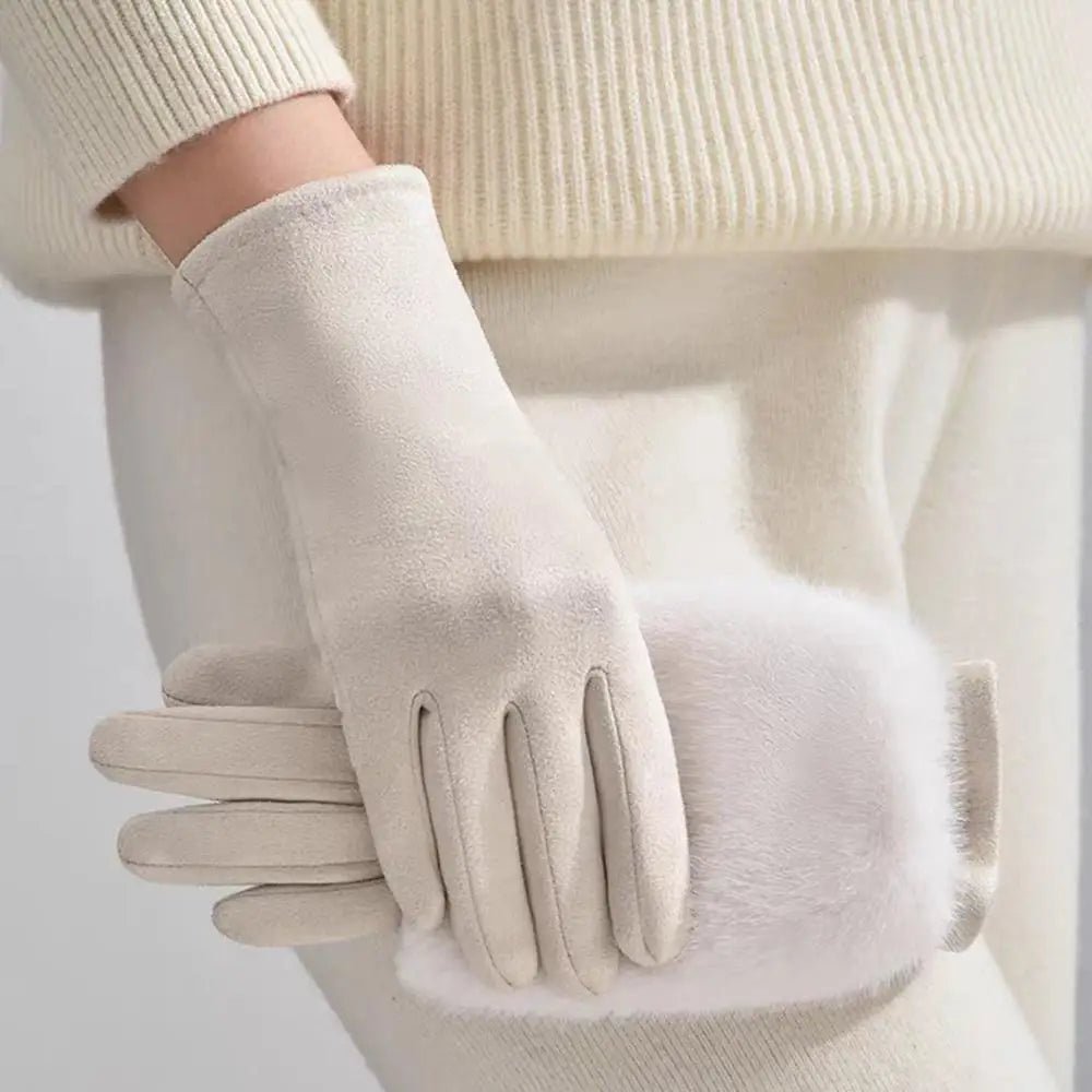 Suede Rabbit Fur Touch Screen Winter Gloves for Men and Women - Windproof, Unisex 4