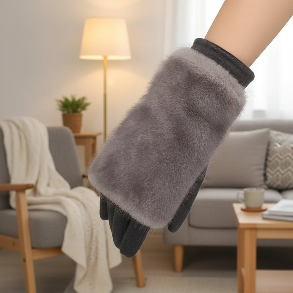 Suede Rabbit Fur Touch Screen Winter Gloves for Men and Women - Windproof, Unisex 0