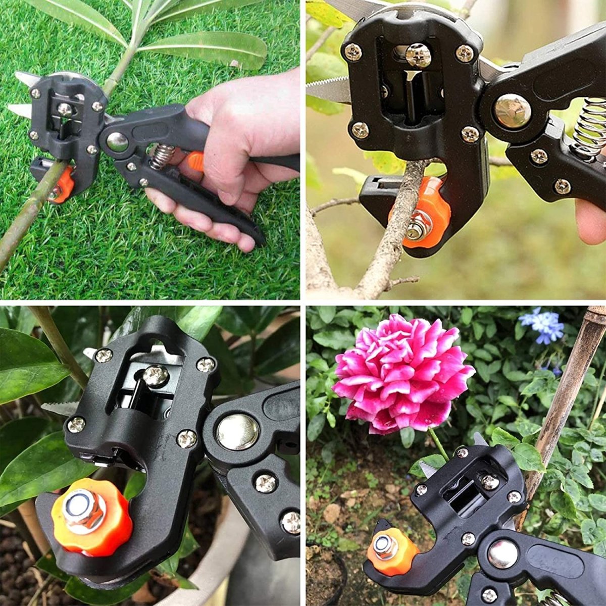 Garden Pruning and Grafting Scissors Kit with Interchangeable Carbon Steel Blades – Ergonomic Design, Compact Tool Bag Included-6