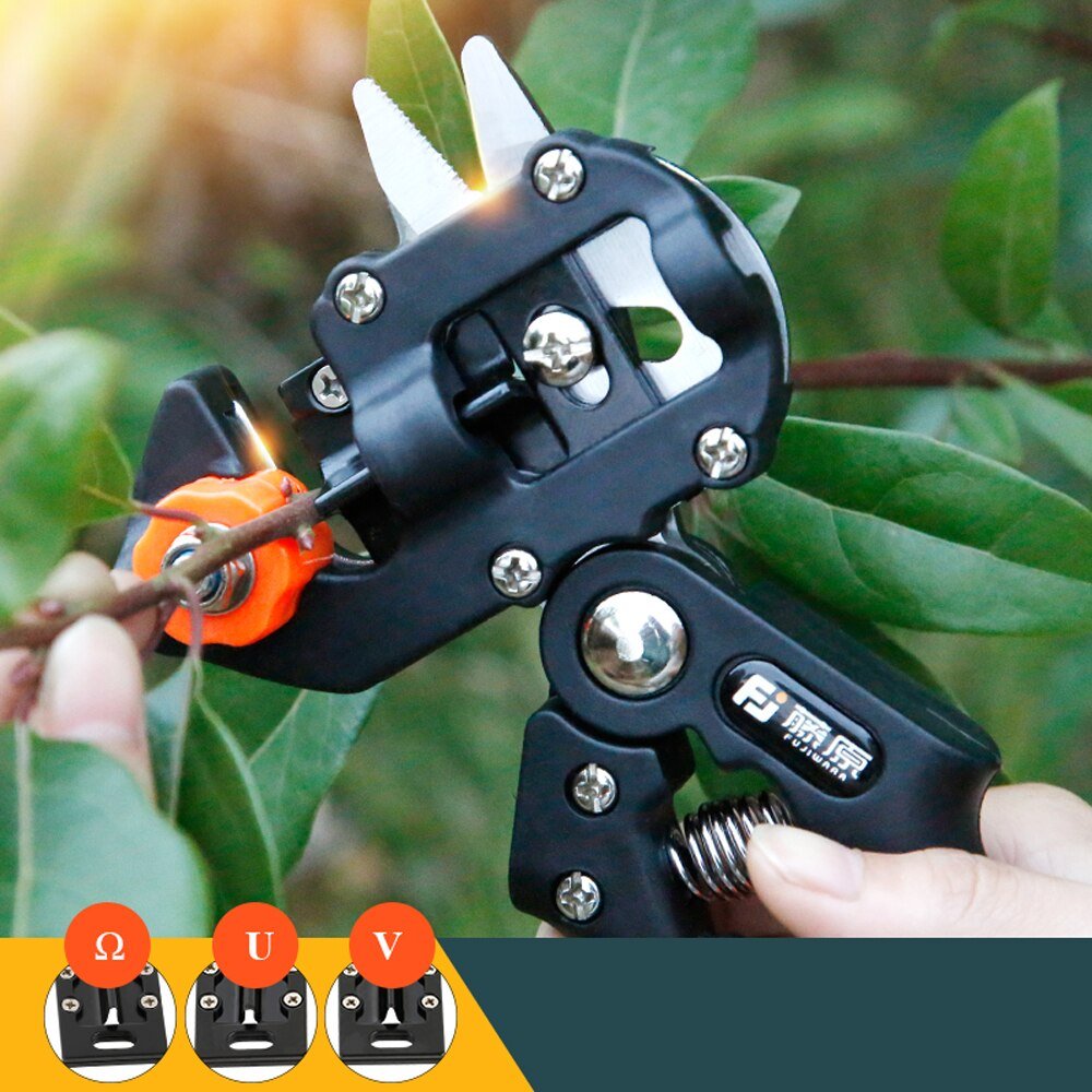 Garden Pruning and Grafting Scissors Kit with Interchangeable Carbon Steel Blades – Ergonomic Design, Compact Tool Bag Included-3
