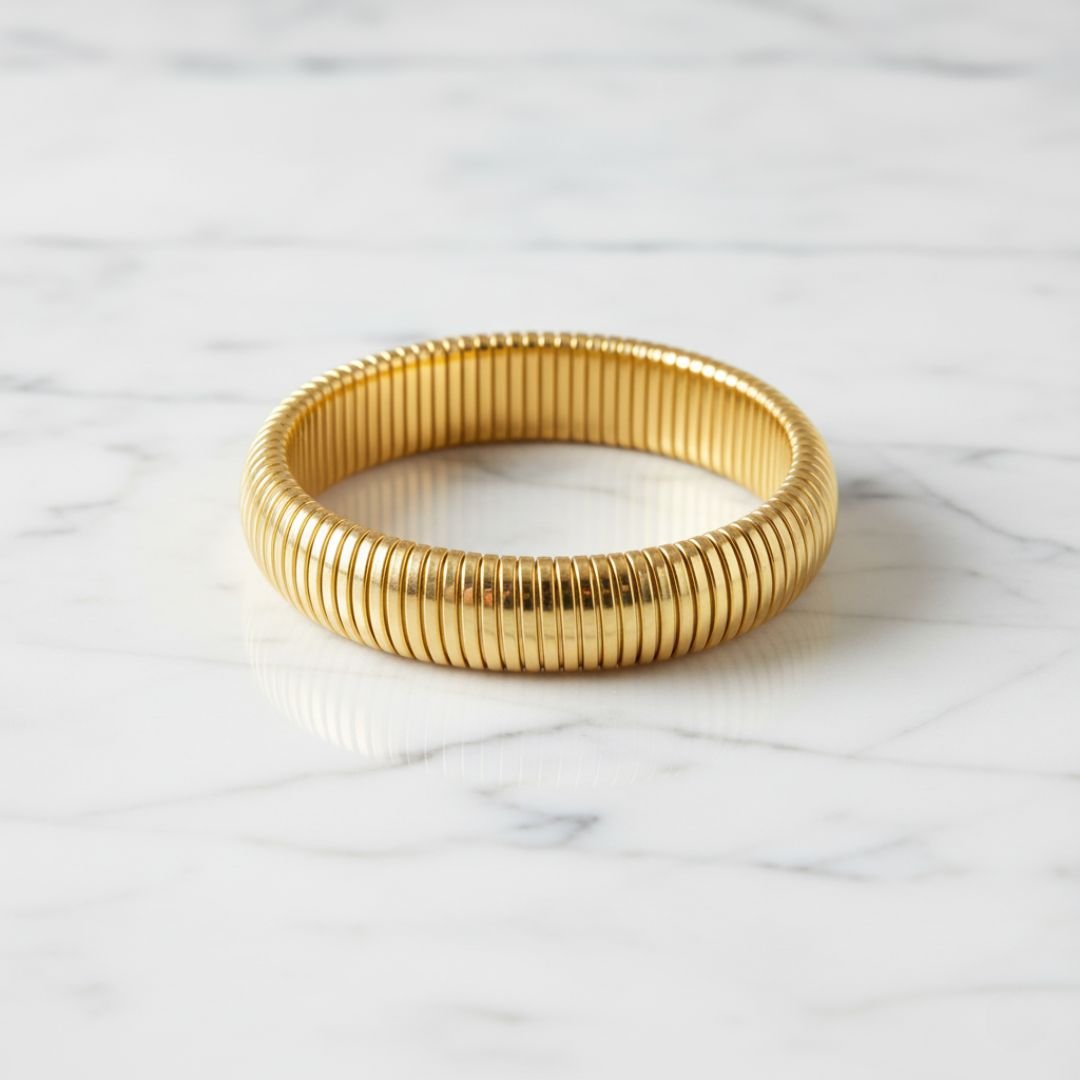 Bracciale Rigido Geometrico - Acciaio Inossidabile Dorato, Impermeabile e Ipoallergenico