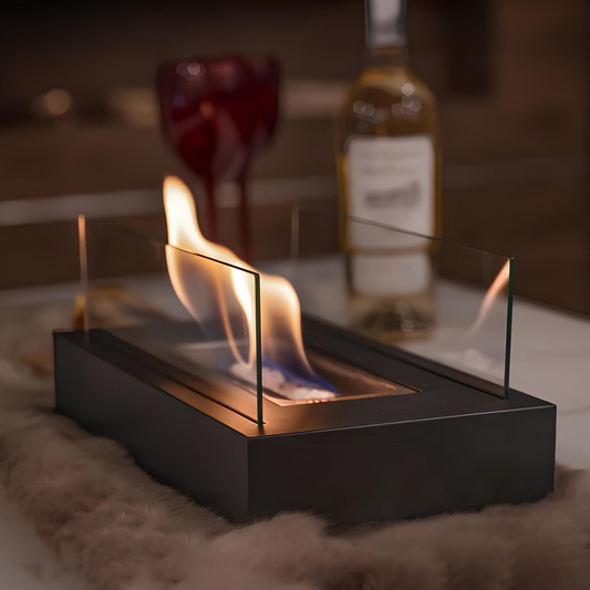 FlameGlow Bioethanol-Tischkamin - Echtes Feuer ohne Rauch und Ruß