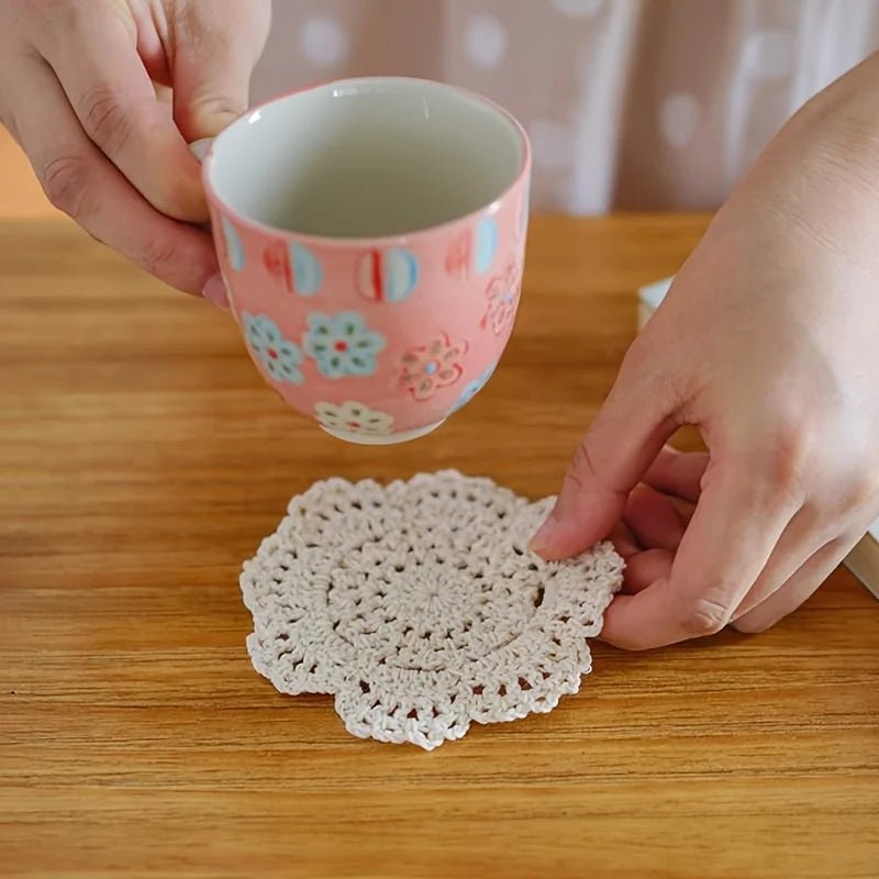 Bohemian Floral Crochet Coasters - Vintage Style for Home & Kitchen Decor 5