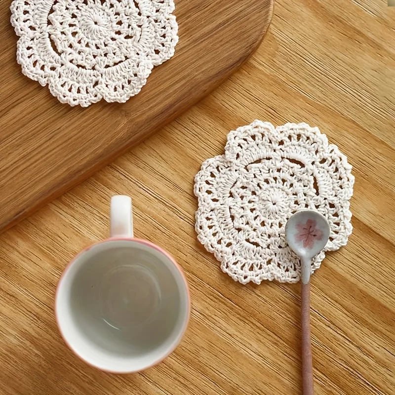 Bohemian Floral Crochet Coasters - Vintage Style for Home & Kitchen Decor 1
