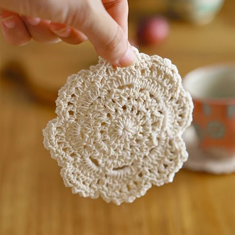 Bohemian Floral Crochet Coasters - Vintage Style for Home & Kitchen Decor 2