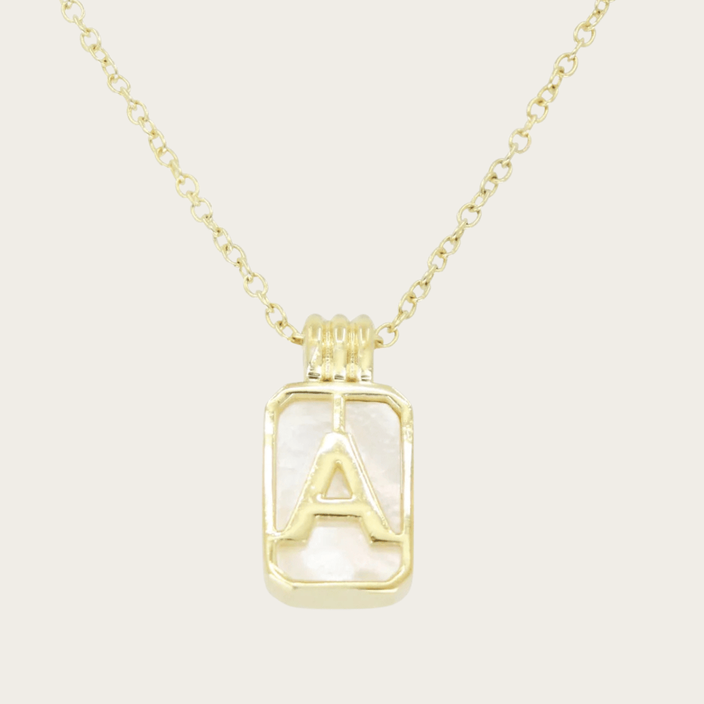 Gilded Sea Glass Initial Gold Necklace
