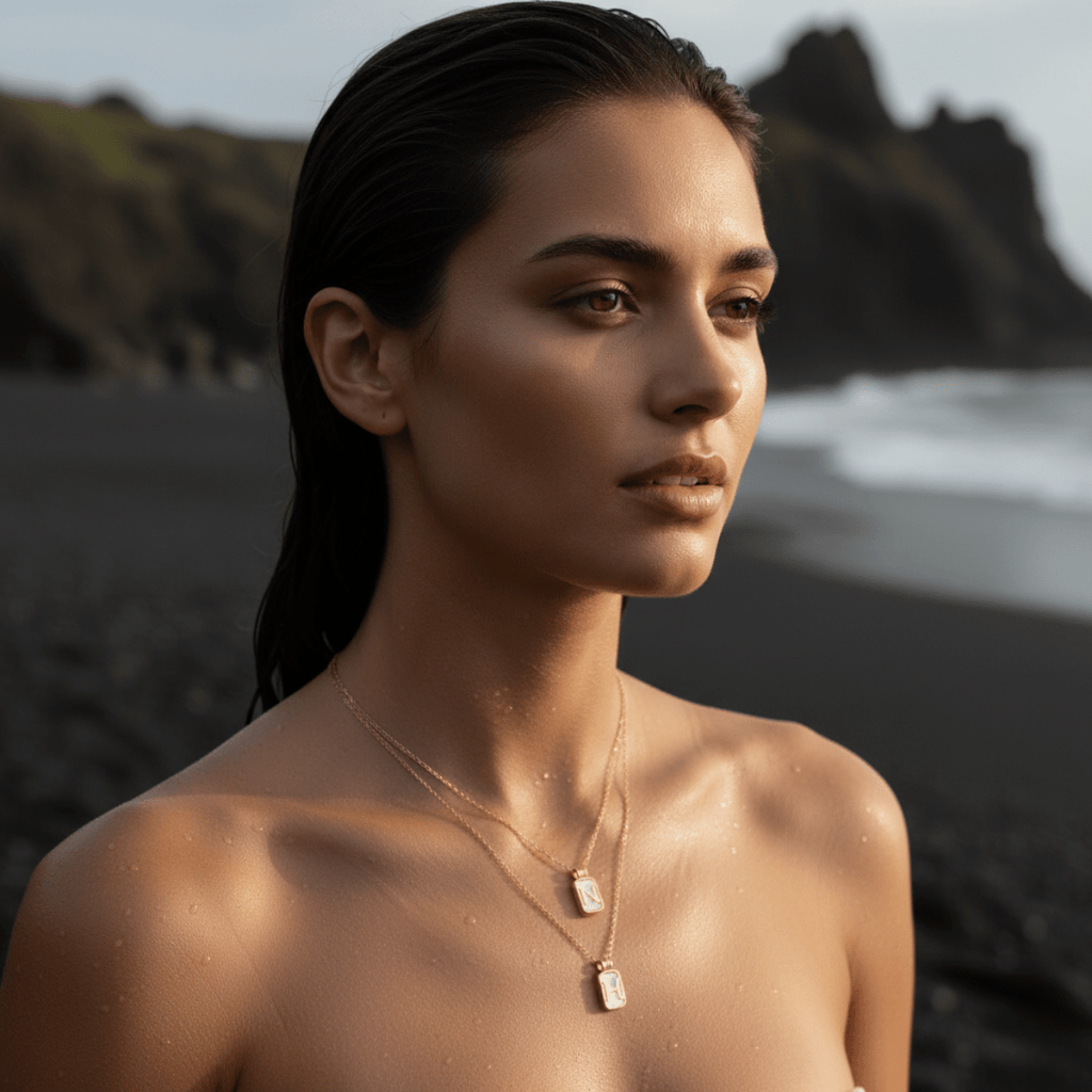 Gilded Sea Glass Initial Gold Necklace