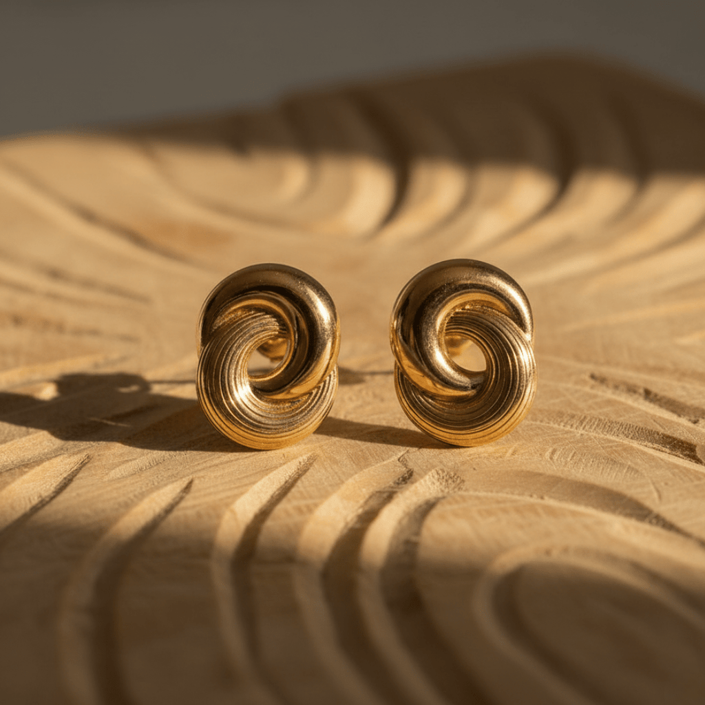 Vergulde Zon Gouden Knoop Oorknopjes