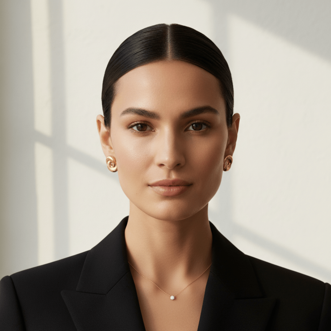 Pendientes de botón con nudo dorado Sol Dorado