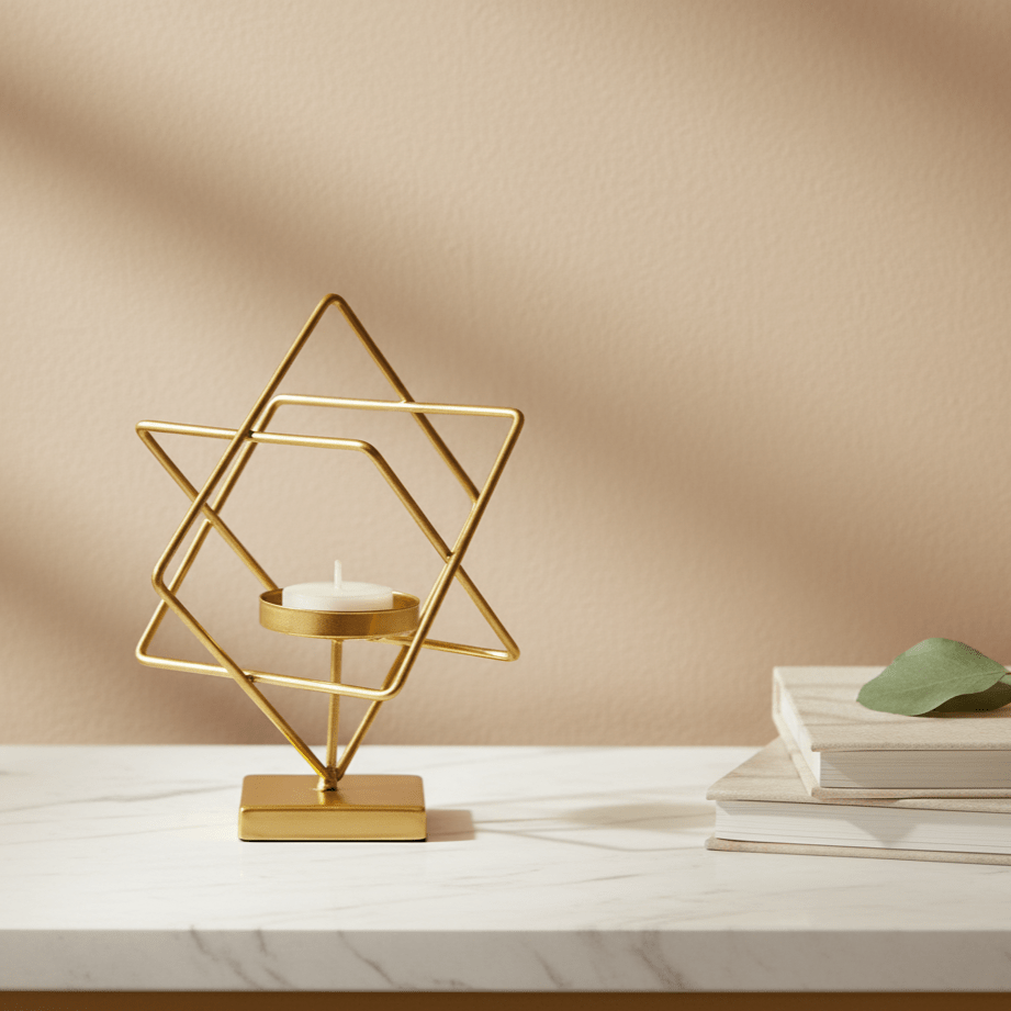 Gildora Classic Candleholder | Premium metal gold candlestick for living room and dining table