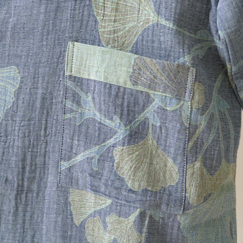 Organic Cotton Kimono Bathrobe - Soft, Breathable Ginkgo Leaf Design Robe 6