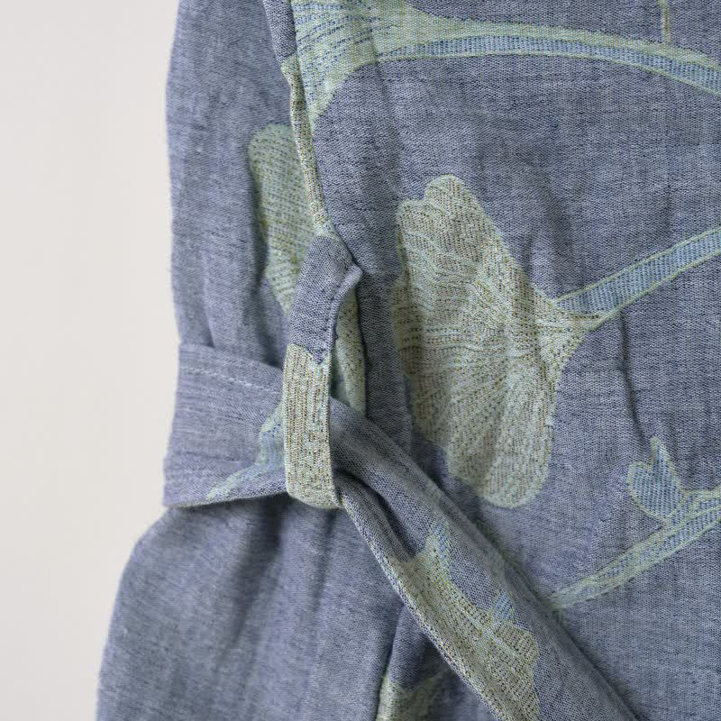Organic Cotton Kimono Bathrobe - Soft, Breathable Ginkgo Leaf Design Robe 8