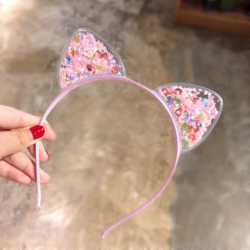  Glitter hair band women with cat ears-elegant accessory for women, ideal for parties and special occasions-3