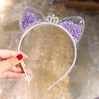  Glitter hair band women with cat ears-elegant accessory for women, ideal for parties and special occasions-5