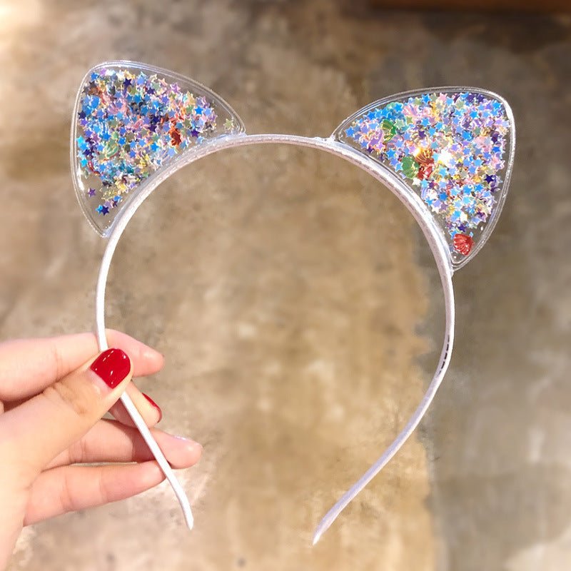  Glitter hair band women with cat ears-elegant accessory for women, ideal for parties and special occasions-6
