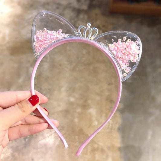  Glitter hair band women with cat ears-elegant accessory for women, ideal for parties and special occasions-1
