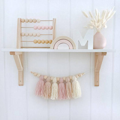 Glow String Baby Room Garland – Soft Wooden Bead Decoration for a Calm and Magical Atmosphere
