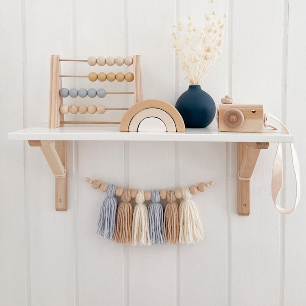 Glow String Baby Room Garland – Soft Wooden Bead Decoration for a Calm and Magical Atmosphere