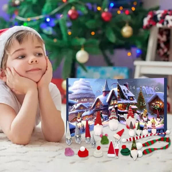 GNOMELYN 2025 – Calendario dell'Avvento con Gnomo Fantasioso con 24 Figure Fatte a Mano