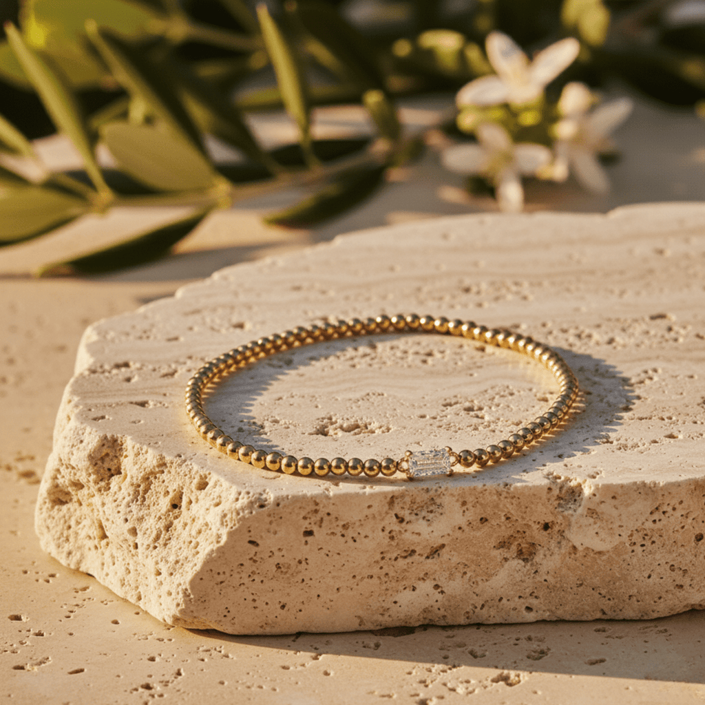 Pulsera de piedra de nacimiento de oro con diseño elegante de cuentas para un estilo personalizado