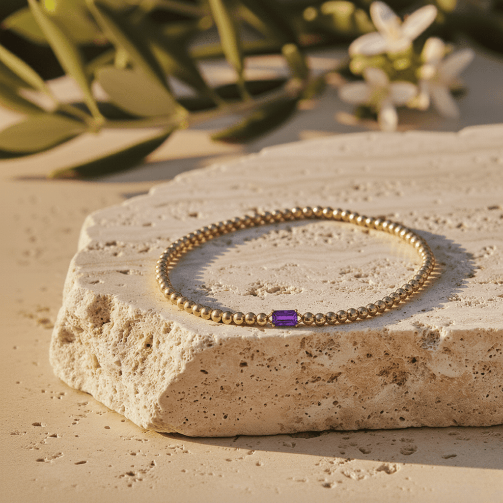 Pulsera de piedra de nacimiento de oro con diseño elegante de cuentas para un estilo personalizado