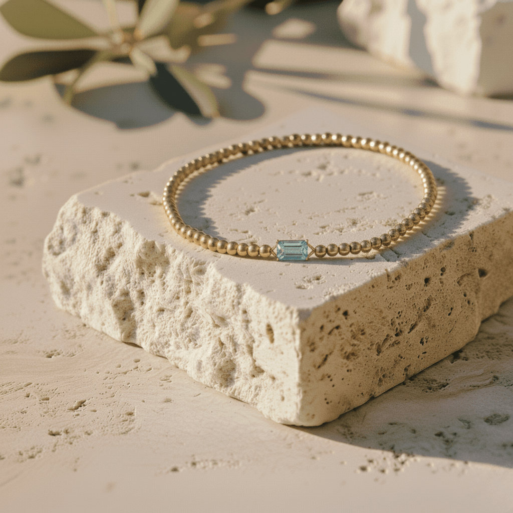 Pulsera de piedra de nacimiento de oro con diseño elegante de cuentas para un estilo personalizado