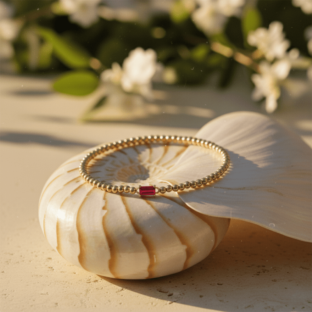 Pulsera de piedra de nacimiento de oro con diseño elegante de cuentas para un estilo personalizado