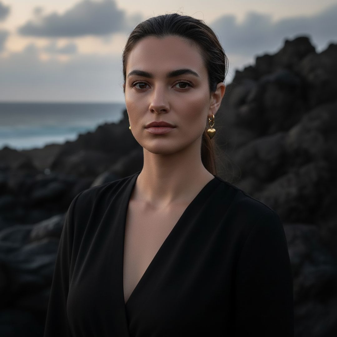 Charming Heart Drop Gold Earrings