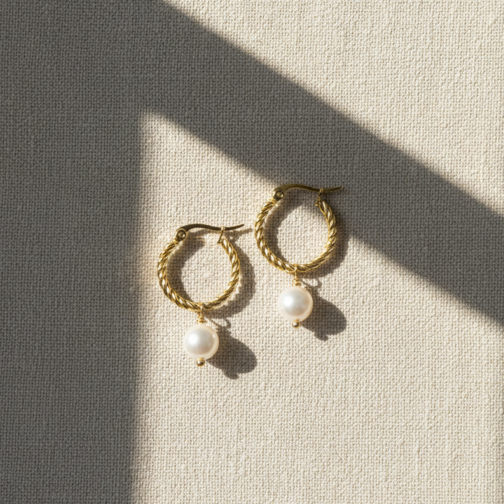 Pearl Drop Gouden Oorringen