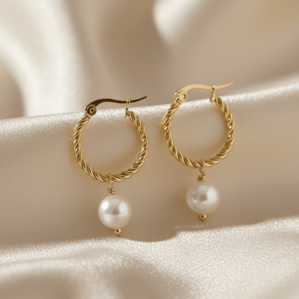 Pearl Drop Gouden Oorringen