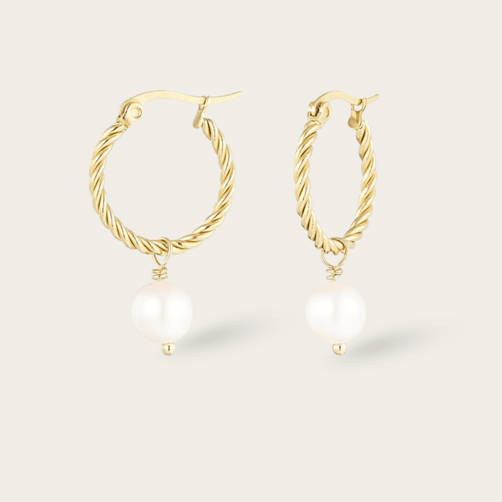 Pearl Drop Gouden Oorringen