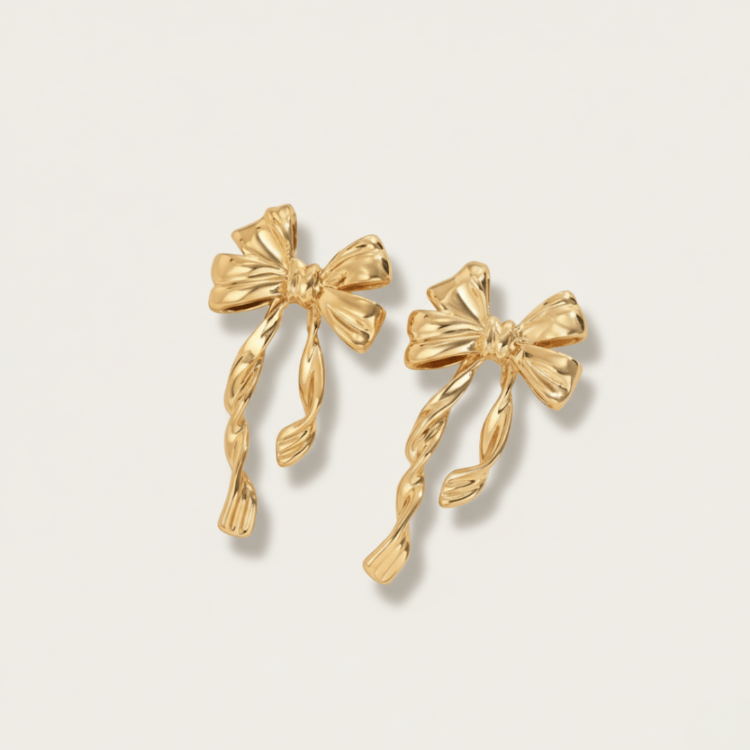 Pendientes colgantes dorados Golden Tide Ribbon