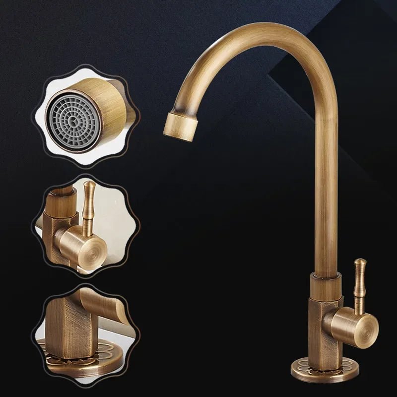  Goldenswan Faucet-Antique Schwanhals tap made of brass for the kitchen and garden-5