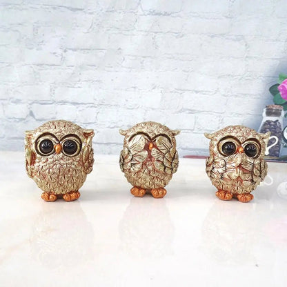 Goldeule Owl Decorative Statue – Handcrafted Antique Gold Accent for Elegant Interiors