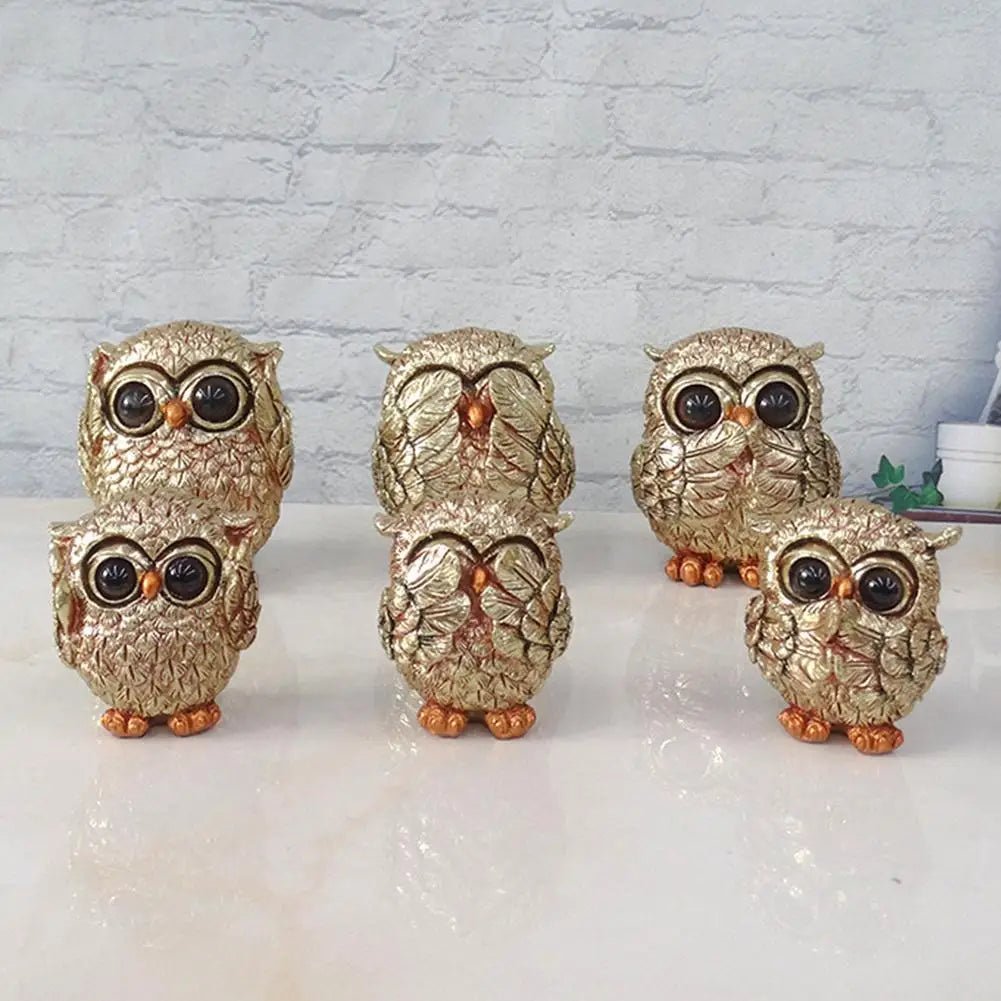 Goldeule Owl Decorative Statue – Handcrafted Antique Gold Accent for Elegant Interiors
