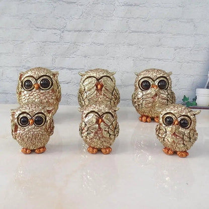 Goldeule Owl Decorative Statue – Handcrafted Antique Gold Accent for Elegant Interiors