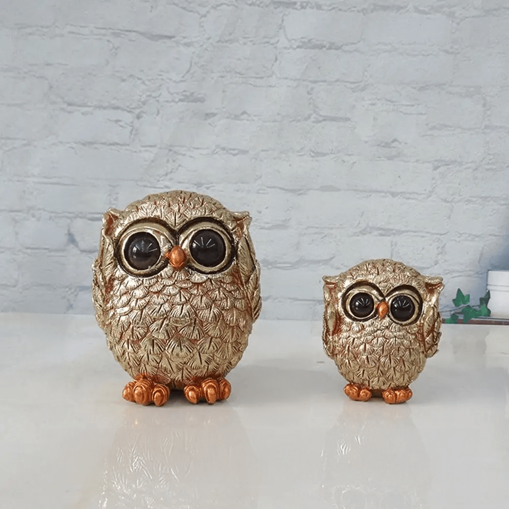 Goldeule Owl Decorative Statue – Handcrafted Antique Gold Accent for Elegant Interiors