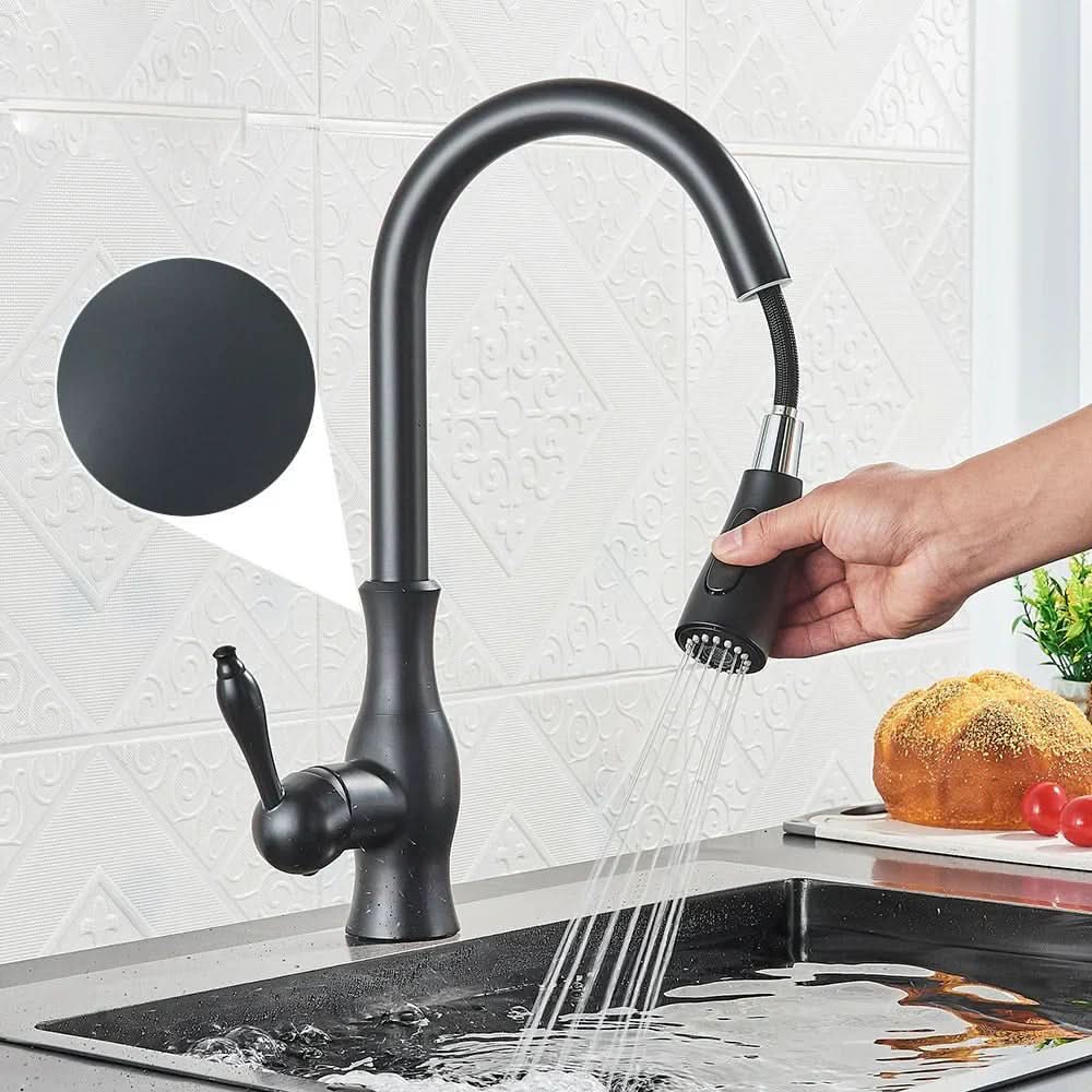 Goldstream Kitchen Mixer - luxurious kitchen tap with extendable shower & shooting function in the golden finish 0