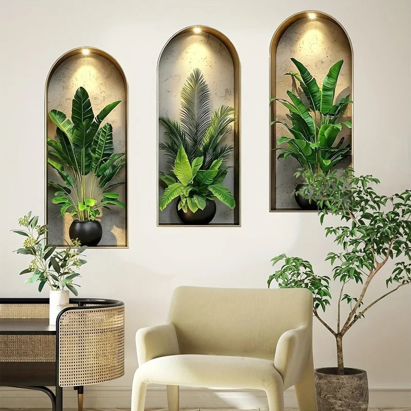 GREENVUE – Lifelike 3D Plant Wall Stickers for Effortless Home Decor