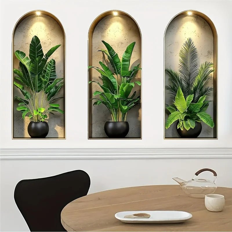 GREENVUE – Lifelike 3D Plant Wall Stickers for Effortless Home Decor