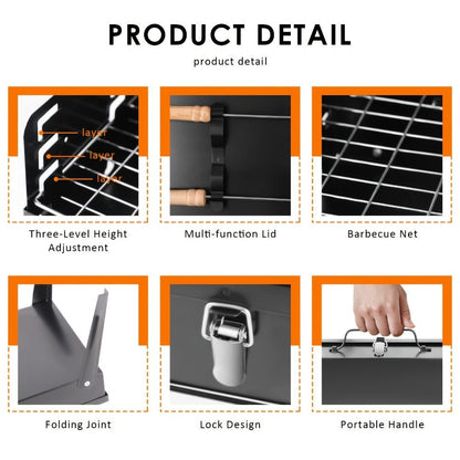 Grillmate Fold - Valigia grill pieghevole in acciaio per giardino, campeggio e barbecue all'aperto